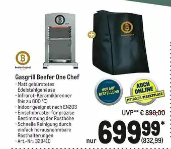 METRO B Gasgrill Beefer One Chef Angebot