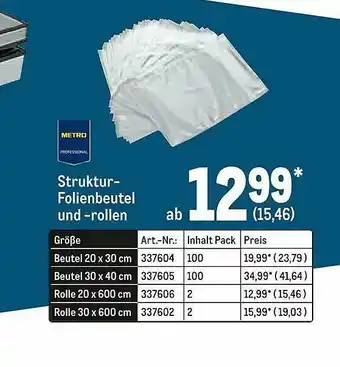 METRO Metro Struktur-folienbeutel Und-rollen Angebot