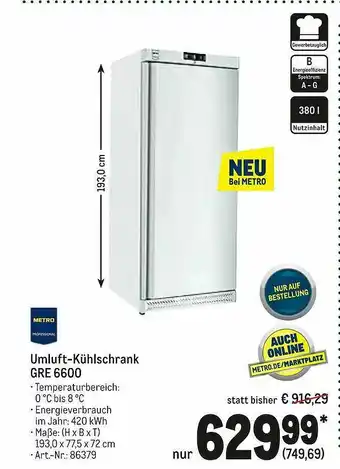 METRO Metro Umluft-kühlschrank Gre 6600 Angebot