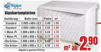 B1 Discount Baumarkt Rigips Gipskartonplatten Angebot