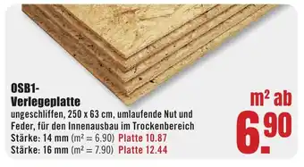 B1 Discount Baumarkt OSB1- Verlegeplatte Angebot
