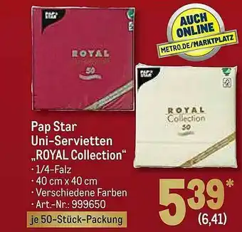 METRO Pap Star Uni-servietten „royal Collection“ Angebot