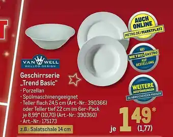 METRO Van Well Geschirrserie „trend Basic“ Angebot