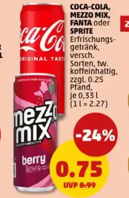 PENNY COCA-COLA, MEZZO MIX, FANTA oder SPRITE Angebot