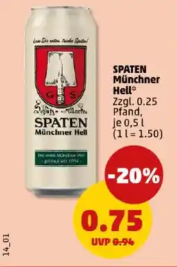 PENNY SPATEN Münchner Hell Angebot