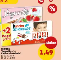 PENNY FERRERO Yogurette oder Kinder Schokolade Angebot