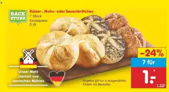 Netto Marken-Discount Kaiser-, Mohn- oder Sesambrötchen Angebot
