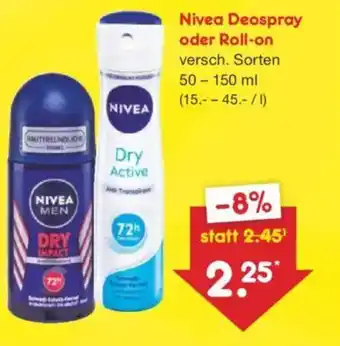 Netto Marken-Discount Nivea Deospray oder Roll-on Angebot