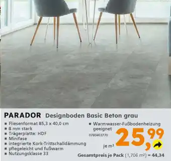 Globus Baumarkt PARADOR Designboden Basic Beton grau Angebot