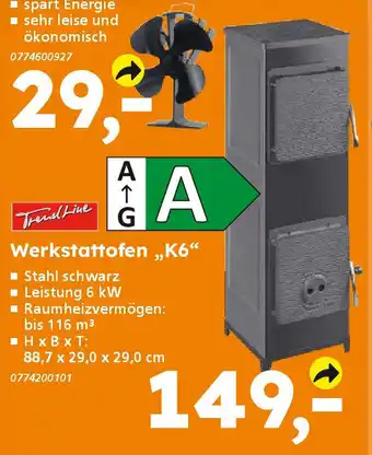 Globus Baumarkt TrendLine Werkstattofen,,K6" Angebot