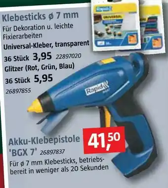 Bauhaus Akku-klebepistole 'bgx 7' oder klebesticks Angebot