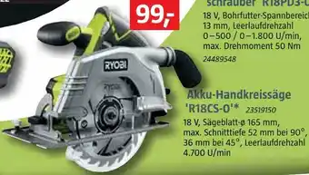 Bauhaus Ryobi akku-handkreissäge 'r18cs-0' Angebot