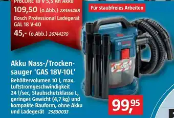 Bauhaus Bosch professional akku nass-/trockensauger 'gas 18v-10l' Angebot