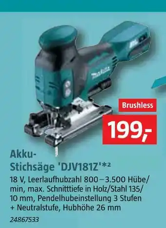 Bauhaus Makita akku-stichsäge 'djv181z Angebot