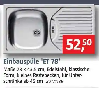 Bauhaus Einbauspüle 'et 78' Angebot