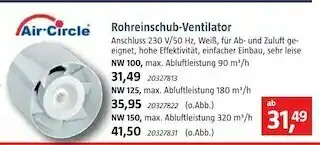 Bauhaus Air circle rohreinschub-ventilator Angebot