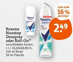 tegut Rexona nonstop deospray oder roll-on Angebot