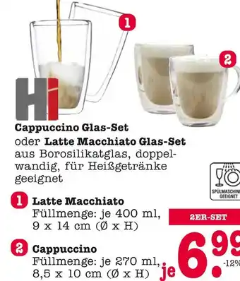 E-Center Hi cappuccino glas-set oder latte macchiato glas-set Angebot