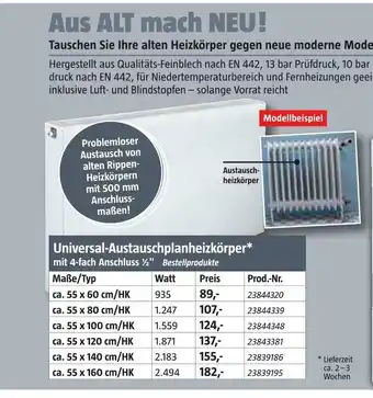 Bauhaus Universal-austauschplanheizkörper Angebot