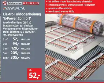 Bauhaus Admiral elektro-fußbodenheizung 'e-power comfort' Angebot