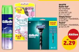 PENNY Gillette rasier-gel, simply venus, mach3 Angebot