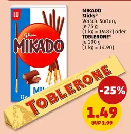 PENNY Mikado oder toblerone sticks oder schokolade Angebot