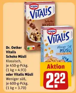 REWE Dr. oetker vitalis schoko müsli oder vitalis müsli Angebot