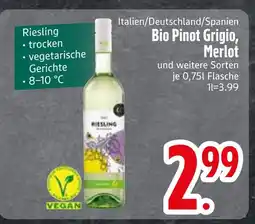 Edeka Vegan riesling oder bio pinot grigio, merlot Angebot