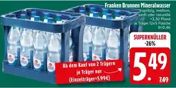 Edeka Franken brunnen spritzig oder medium oder sanft oder naturelle Angebot