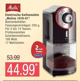 Marktkauf Melitta elektrische kaffeemühle molino 1019-01 Angebot