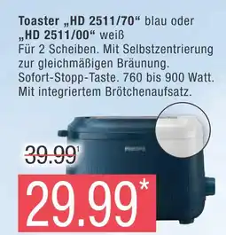 Marktkauf Toaster „hd 2511/70“ blau oder „hd 2511/00“ weiß Angebot