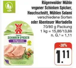 nah & gut Rügenwalder mühle veganer schinken spicker, hauchschnitt, mühlen salami oder abenteuer mortadella Angebot