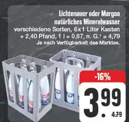 Edeka Lichtenauer oder margon natürliches mineralwasser Angebot