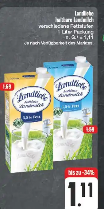 Edeka Landliebe haltbare landmilch Angebot