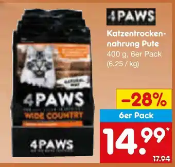 Netto Marken-Discount 4paws katzentrocken-nahrung pute Angebot