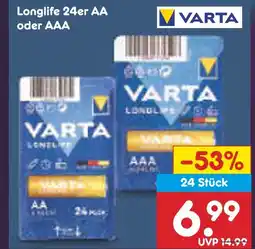 Netto Marken-Discount Varta longlife 24er aa oder aaa Angebot