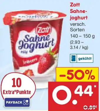 Netto Marken-Discount Zott Sahnejoghurt Angebot