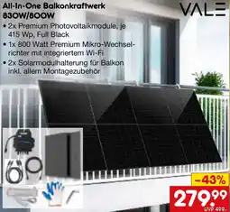 Netto Marken-Discount VALE All-In-One Balkonkraftwerk 830W/800W Angebot