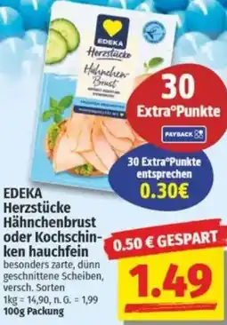 NP Discount EDEKA Herzstücke Hähnchenbrust oder Kochschinken hauchfein Angebot