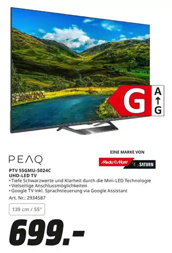 MediaMarkt Peaq ptv 55gmu-5024c uhd-led tv Angebot
