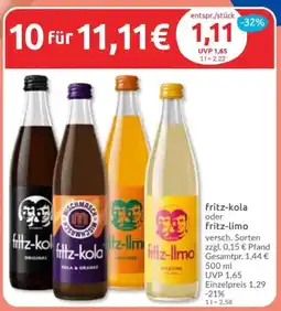 Budni fritz-kola oder fritz-limo Angebot