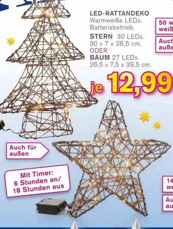 KODi LED Rattandeko Stern oder Baum Angebot