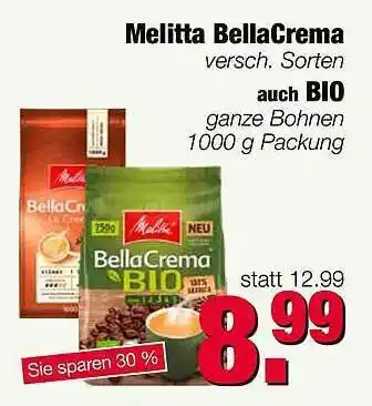 Edeka Scherer Melitta Bella Crema auch Bio Angebot