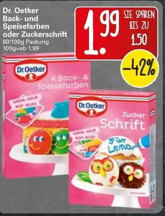 WEZ Dr. Oetker Back und Speisefarben oder Zuckerschrift 80/100g Angebot