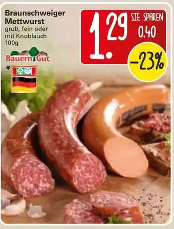 WEZ Bauern Gut Braunschweiger Mettwurst 100g Angebot