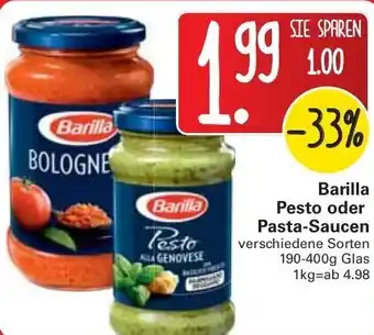 WEZ Barilla Pesto oder Pasta Saucen 190-400g Glas Angebot