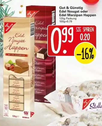 WEZ Gut & Günstig Edel Nougat oder Edel Marzipan Happen 125g Angebot