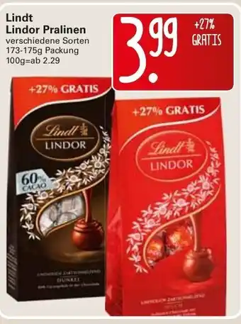 WEZ Lindt Lindor Pralinen 173-175g Angebot