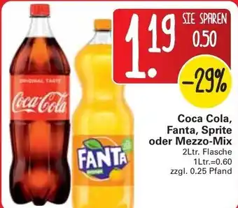 WEZ Coca Cola, Fanta, Sprite oder Mezzo Mix 2L Angebot