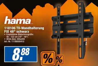 expert Techno Land Hama 118106 TV Wandhalterung Fix 48" schwarz Angebot